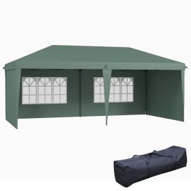Outsunny 10'x20' Pop Up Gazebo with 4 Removable Sidewalls, Wedding & Event Canopy with Carry Bag, Green